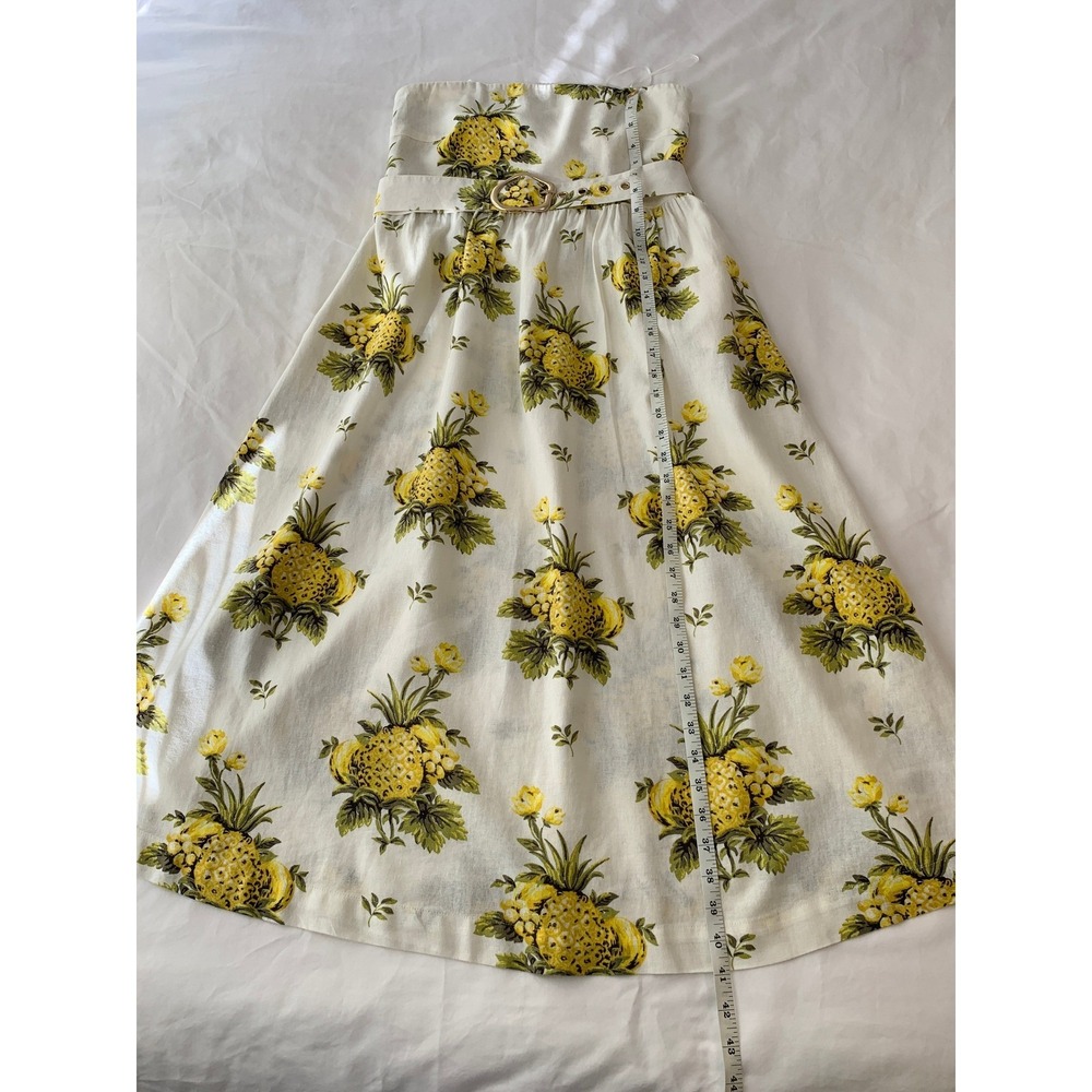 Tahari Cream Linen Sundress Pineapple A‎ Line Fit Flare Resort Vacation Size 8 - Picture 16 of 16